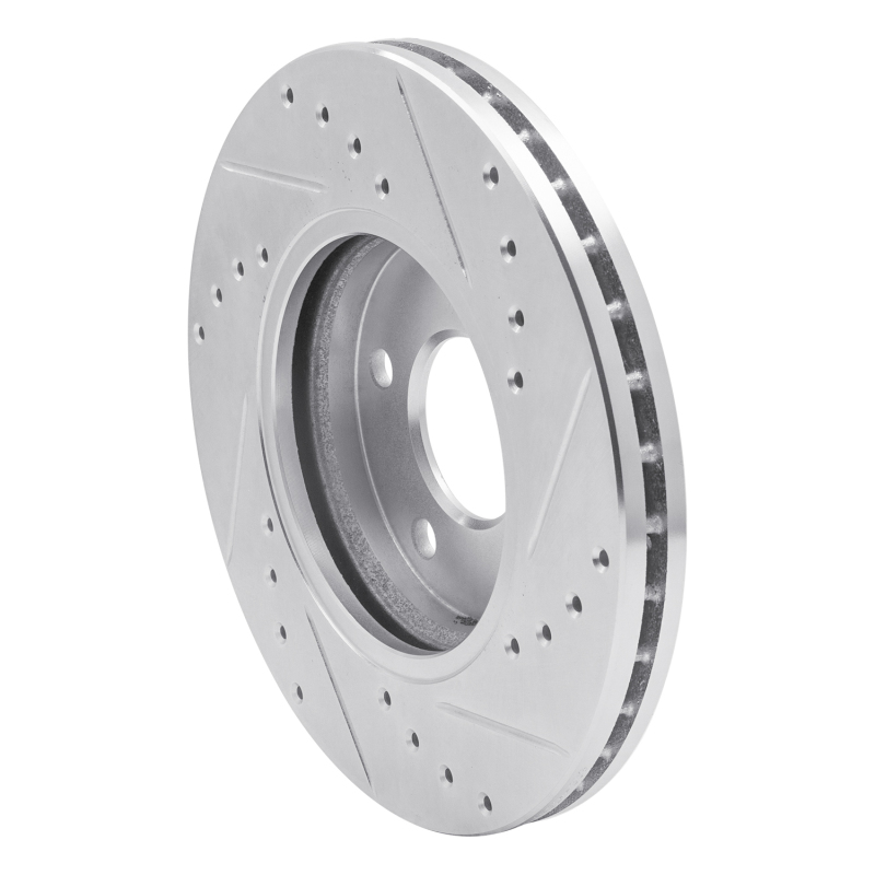 Chevrolet Malibu Brake Rotor (1) - Front Left - R1 Concepts - Drilled & Slotted - Silver - `04-`08
